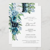 Dusty Blue Floral 2 Rehearsal Dinner Kaart (Voorkant / Achterkant)