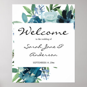 Dusty Blue Floral 2 Welcome Versie 2 Poster
