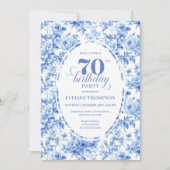 Dusty Blue Floral 70th Birthday Invitation (Devant)