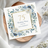 Dusty Blue Floral 75th Birthday Servet