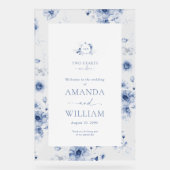 Dusty Blue Floral Acrylic Welcome Sign (Recto)