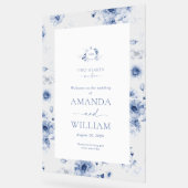 Dusty Blue Floral Acrylic Welcome Sign (Angle)