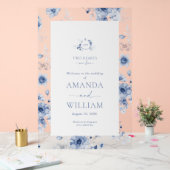 Dusty Blue Floral Acrylic Welcome Sign (Mariage)