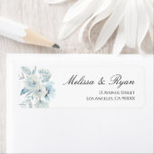 dusty blue floral address label (Insitu)