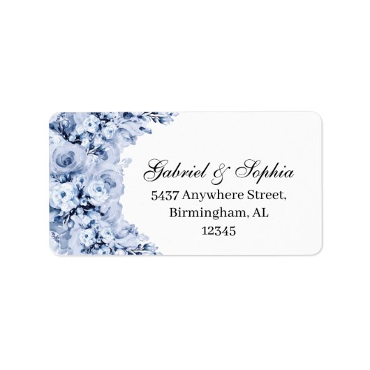 Dusty Blue Floral Address Label (Voorkant)