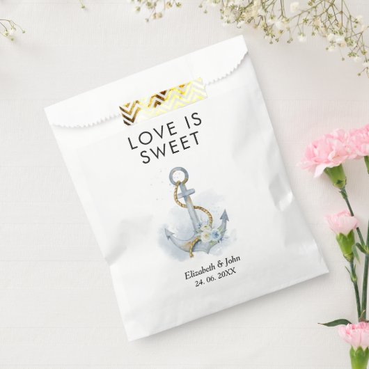 Dusty Blue Floral Ancre Mariage Favor Sacs (Scellé)