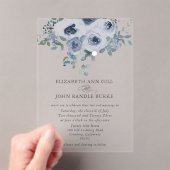Dusty Blue Floral and Grey Acrylic Invitation (In situ (ordinateur de poche))