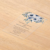 Dusty Blue Floral and Grey Acrylic Invitation (Poser)