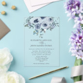 Dusty Blue Floral and Grey Acrylic Invitation (Insitu (Mariage))