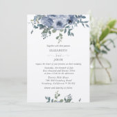 Dusty Blue Floral and Grey Wedding Invitation (Debout devant)