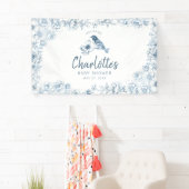 Dusty Blue Floral Baby shower Welcome Banner (Insitu)