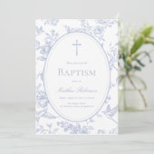 Dusty Blue Floral Baptism Kaart (Staand voorkant)