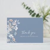 Dusty Blue Floral Bedankkaart (Staand voorkant)