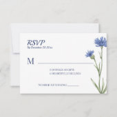 Dusty Blue Floral Bold Stylish QR Code carte RSVP (Devant)