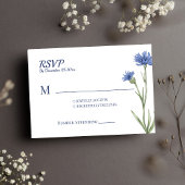 Dusty Blue Floral Bold Stylish QR Code carte RSVP