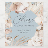 Dusty Blue floral botanical garden bruiloft Wijn Etiket (Enkel label)