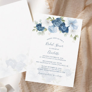 Dusty Blue Floral Botanical Vrijgezellenfeest Notitiekaartje