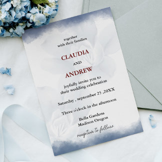 Dusty Blue Floral Botanical Waterverf Wedding Kaart