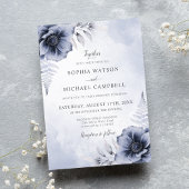 Dusty Blue Floral Botanical Wedding Kaart