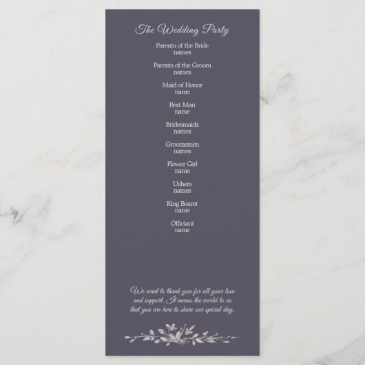Dusty Blue Floral Botanical Wedding Programma (Achterkant)