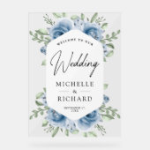 Dusty Blue Floral Bouquet Wedding Welcome (Recto)