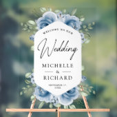 Dusty Blue Floral Bouquet Wedding Welcome (Neutre)