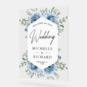 Dusty Blue Floral Bouquet Wedding Welcome (Angle)