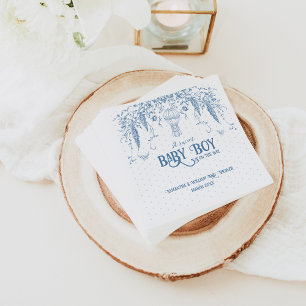 Dusty Blue Floral  Boy Baby shower Servet