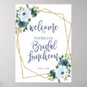 Dusty Blue Floral Bridal Affiche de bienvenue de d (Devant)