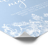 Dusty Blue Floral Bruids Datum Nachtideeën Teken Poster (Hoek)
