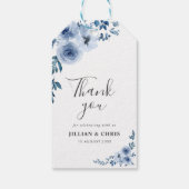 dusty blue floral bruiloft cadeaulabel (Achterkant)