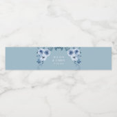 dusty blue floral bruiloft etiket (Enkel label)