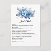 Dusty Blue Floral bruiloft Gast Details Informatiekaartje (Voorkant)