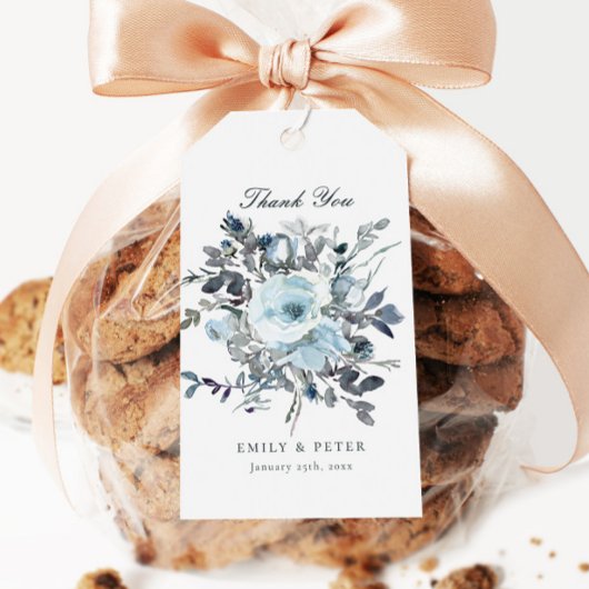 Dusty Blue Floral bruiloft gunst Cadeaulabel