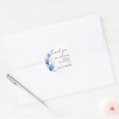 Dusty Blue Floral bruiloft gunst dank u Ronde Sticker (Envelop)
