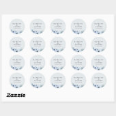 dusty blue floral bruiloft ronde sticker (Vel)