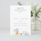 Dusty Blue Floral bruiloft RSVP Kaarten (Staand voorkant)