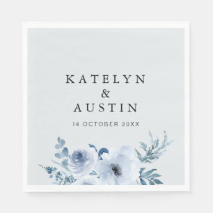 dusty blue floral bruiloft servet