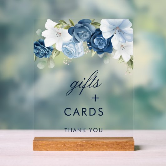 Dusty Blue Floral Cadeaux et Cartes Mariage (Neutre)