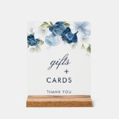 Dusty Blue Floral Cadeaux et Cartes Mariage (Recto)