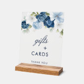 Dusty Blue Floral Cadeaux et Cartes Mariage (Angle)