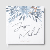 Dusty Blue Floral Chic Script Winter Theme Wedding Gastenboek (Voorkant)