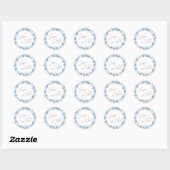 Dusty Blue Floral Chic Script Winter Theme Wedding Ronde Sticker (Vel)