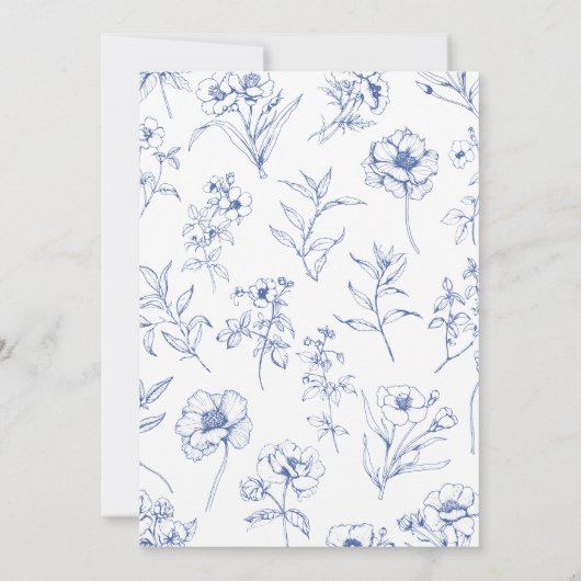 Dusty Blue Floral Chinoiserie Baby shower Kaart (Achterkant)