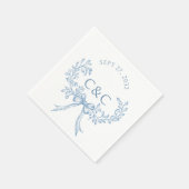  Dusty Blue Floral Coquette Monogram Servet (Hoek)