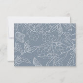 Dusty Blue Floral Crest Monogram Bruiloft RSVP Kaartje (Achterkant)