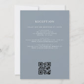 Dusty Blue Floral Crest Monogram Wedding QR Code Kaart (Achterkant)