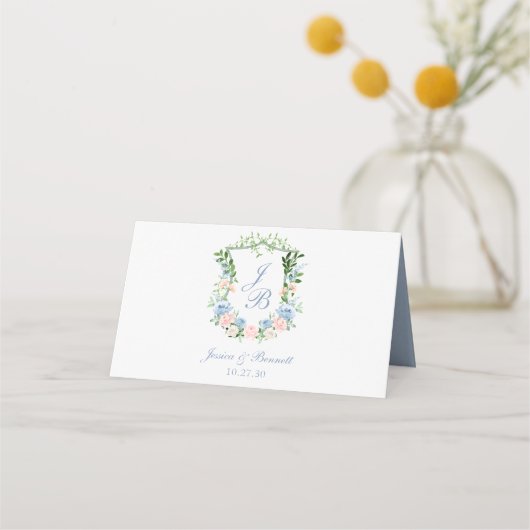 Dusty Blue Floral Crest Wedding (Achterkant)
