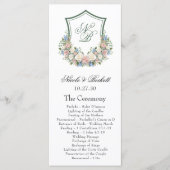 Dusty Blue Floral Crest Wedding Program Programma (Voorkant)