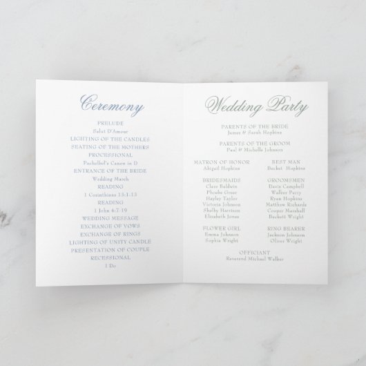 Dusty Blue Floral Crest Wedding Programma (Binnen)